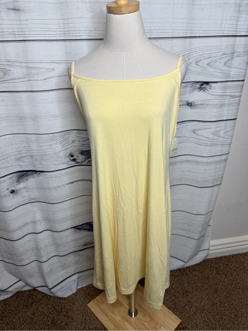 Free People Pale Yellow Spaghetti-Strap Mini Dress